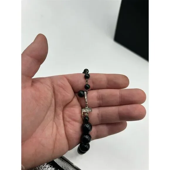 Vintage Gothic Black Beaded Choker Necklace by Unbranded in One Size - Picture 3 of 3